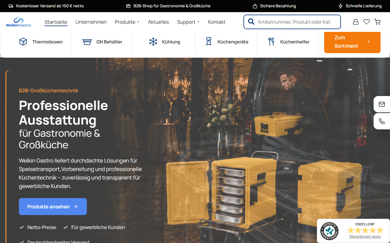 Welkin Gastro — Screenshot der Website